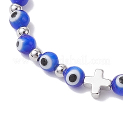 Handmade Lampwork Evil Eye Beaded Stretch Bracelets for Women&nbsp;BJEW-JB12290-03