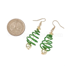 2 Pairs 2 Colors Christma Tree Electroplated Synthetic Non-magnetic Hematite & Aluminum Wire Dangle Earrings&nbsp;EJEW-JE05908