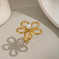 European Style 304 Stainless Steel Hollow Flower Cuff Rings for Women&nbsp;ST2158-2