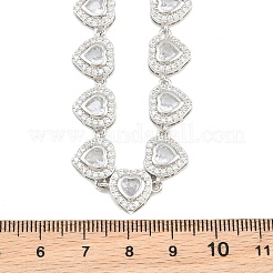 Brass Pave Clear Cubic Zirconia Heart Tennis Necklaces&nbsp;KK-CBA4547-17A-P