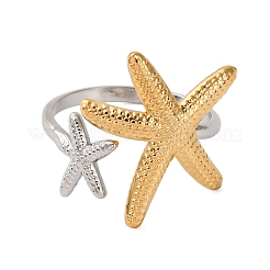 304 Stainless Steel Double Color Cuff Rings&nbsp;RJEW-S635-01GP-M