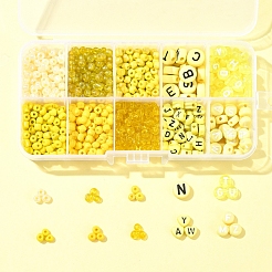DIY Flat Round & Heart Acrylic & Glass Seed Beads Jewelry Making Findings Kits&nbsp;DIY-FS0006-43B