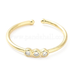 Rack Plating Brass Micro Pave Clear Cubic Zirconia Cuff Rings&nbsp;RJEW-C043-10G