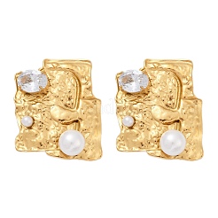 304 Stainless Steel Cubic Zirconia Stud Earrings&nbsp;EJEW-Z110-03G-01