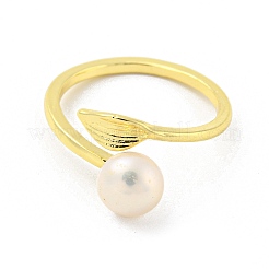 Brass Leaf Open Cuff Rings&nbsp;RJEW-H220-37G