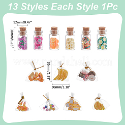 Mixed Shape Glass Bottle Miniature and Resin Mini Imitation Food Decoration&nbsp;DJEW-WR0001-07