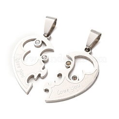 304 Stainless Steel Rhinestone Split Pendants&nbsp;STAS-F368-20P