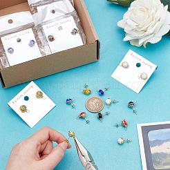 10 pairs 5 Colors Handmade Millefiori Lampwork Earring Stud Settings and Ear Nuts&nbsp;EJEW-UN0001-55