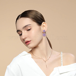 4 Pairs 4 Colors Raffia Grass Braided Round Dangle Stud Earrings with Iron Pins for Women&nbsp;EJEW-FI0002-27