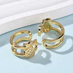 Brass Micro Pave Cubic Zirconia Cuff Earrings&nbsp;LS-EJEW-D328-06G-01