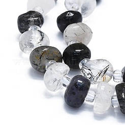 Natural Black Rutilated Quartz Beads Strands&nbsp;G-K245-H02-05