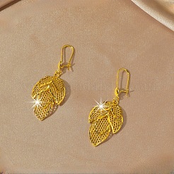 Hollow Leaf Brass Pendant Necklaces & Hoop Earrings Sets for Women&nbsp;FS-WGD13A8-01