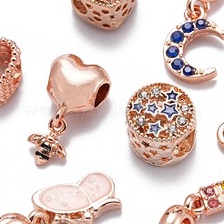 10Pcs 10 Styles Alloy Rhinestone European Dangle Large Hole Beads and Pendants&nbsp;MPDL-FS0001-01RG