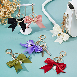 6Pcs 6 Colors Polyester Bowknot Keychain&nbsp;KEYC-FH00074