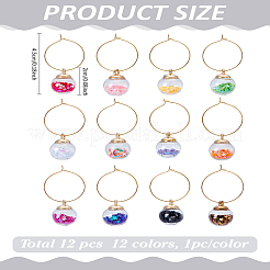 12Pcs 12 Colors Round Glass Wine Glass Charms&nbsp;AJEW-LP00001