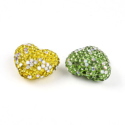Heart Shaped Polymer Clay Rhinestone Beads&nbsp;PORC-N010-01