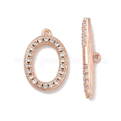 Oval Brass Micro Pave Clear Cubic Zirconia Toggle Clasps&nbsp;KK-G548-25