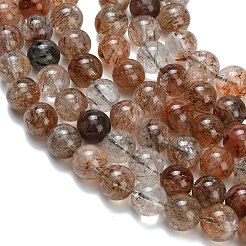 Natural Black Gold Rutilated Quartz Beads Strands&nbsp;G-L642-B09-10mm