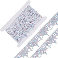 Floral Embroidery Sew on Polyester Ribbon Patches&nbsp;AJEW-GF0011-21C