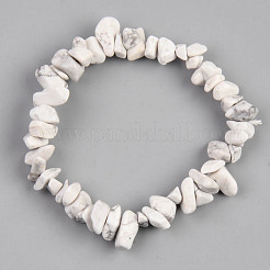 Unisex Chip Natural Howlite Beaded Stretch Bracelets&nbsp;BJEW-S143-27