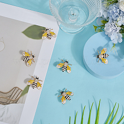 6Pcs Bees Alloy Glass Brooch&nbsp;JEWB-ME0001-19