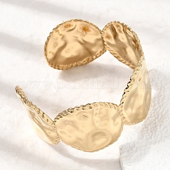 Boho 304 Stainless Steel Hammered Texture Cuff Bangles&nbsp;SA-CBA1E89-01B-G