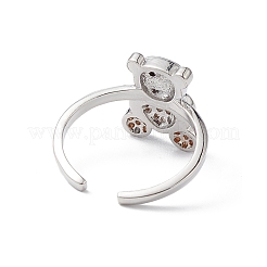 Bear Cubic Zirconia Cuff Ring&nbsp;RJEW-M146-03F