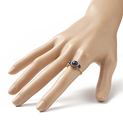 Natural Lapis Lazuli Round Braided Beaded Finger Ring&nbsp;RJEW-JR00550-03