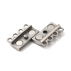 Non-Tarnish 304 Stainless Steel Multi-Strands Magnetic Slide Clasps&nbsp;X-STAS-P325-05P