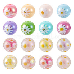 30Pcs 2 Styles Printed Transparent & Opaque Acrylic Beads&nbsp;MACR-TA0003-01