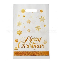 50Pcs Merry Christmas Snowflake Printed Transparent OPP Cellophane Packaging Bags with Die Cut Hole Handles&nbsp;LS-ABAG-C013-02
