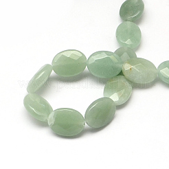Faceted Oval Natural Green Aventurine Beads Strands&nbsp;X-G-R303-09