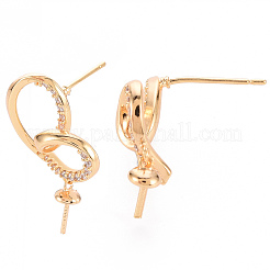 Brass Micro Pave Clear Cubic Zirconia Earring Findings&nbsp;KK-T062-232G-NF