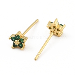 Cubic Zirconia Flower Stud Earrings&nbsp;EJEW-C035-15G