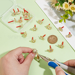20Pcs 10 Styles Rack Plating Golden Alloy with Rhinestone and ABS Pearl Stud Earring Findings&nbsp;EJEW-UN0002-38
