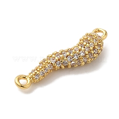 Rack Plating Brass Micro Pave Clear Cubic Zirconia Horn of Plenty/Italian Horn Cornicello Connector Charms&nbsp;KK-A229-04G