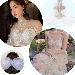 Sequined Tulle Lace Mesh Polyester Fabric&nbsp;DIY-WH0033-83