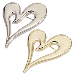 2Pcs 2 Colors Alloy Heart Brooch Pin&nbsp;JEWB-CP0001-61