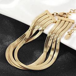 304 Stainless Steel Snake Chain Multi-Strand Bracelets For Women&nbsp;BJEW-Z095-01A-G