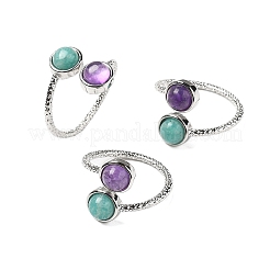 Natural Amethyst & Amazonite Finger Rings&nbsp;RJEW-A068-03P-02
