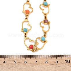 Bohemian 304 Stainless Steel & Dyed Colorful Synthetic Turquois Link Chain Necklaces for Women&nbsp;NJEW-M100-02G-02