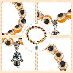6Pcs 6 Colors Evil Eye Resin Beaded Stretch Bracelets Set with Hamsa Hand Charms&nbsp;BJEW-AN0001-66
