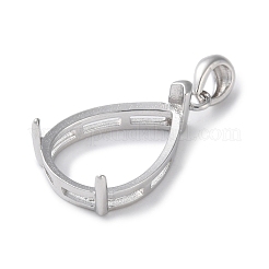 Rhodium Plated Rack Plating 925 Sterling Silver Pendants Cabochon Settings&nbsp;STER-NH0001-49A-P