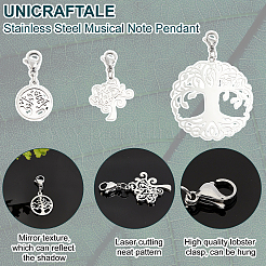 18Pcs 3 Style 304 Stainless Steel Tree of Life Pendant Decorations&nbsp;HJEW-UN0001-02