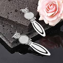Owl Vintage Tibetan Style Alloy Bookmarks Cabochon Settings&nbsp;TIBE-Q032-28AS-NR