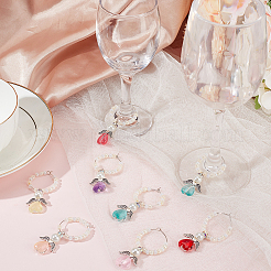 Glass Wine Glass Charms&nbsp;AJEW-SC00004