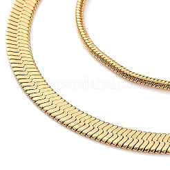 304 Stainless Steel Double Layer Round Snake Chain & Herringbone Chain Necklaces for Women&nbsp;NJEW-G140-16A-G