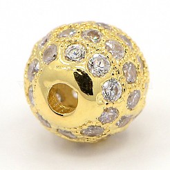 CZ Jewelry Brass Micro Pave Cubic Zirconia Round Beads&nbsp;ZIRC-M024-04G