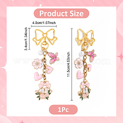 Bowknot Flower Butterfly Heart Alloy Enamel & ABS Plastic Imitation Pearl Pendant Decorations&nbsp;HJEW-YW00148-01