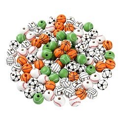 100Pcs 5 Style Painted Natural Wood European Beads&nbsp;WOOD-LS0001-45